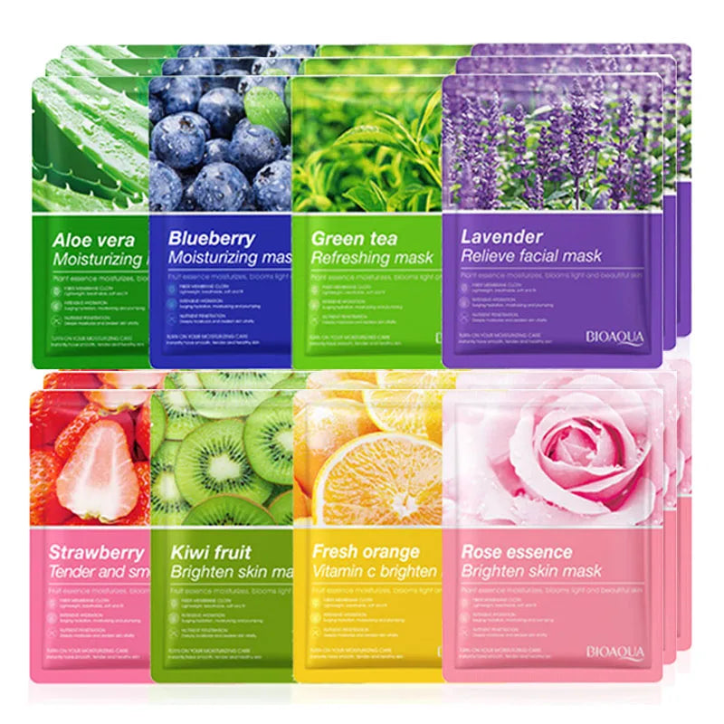 8pcs Natural Plant Face Mask Beauty Skincare Facial Masks Moisturizing Firming Hydrating Facial Mask Face Care Korean Cosmetics