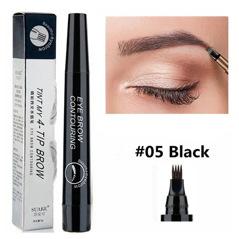 Four-pronged eyebrow pencil, four-end, long-lasting, non-smudged, water-resistant, anti-smudged eyebrow pencil