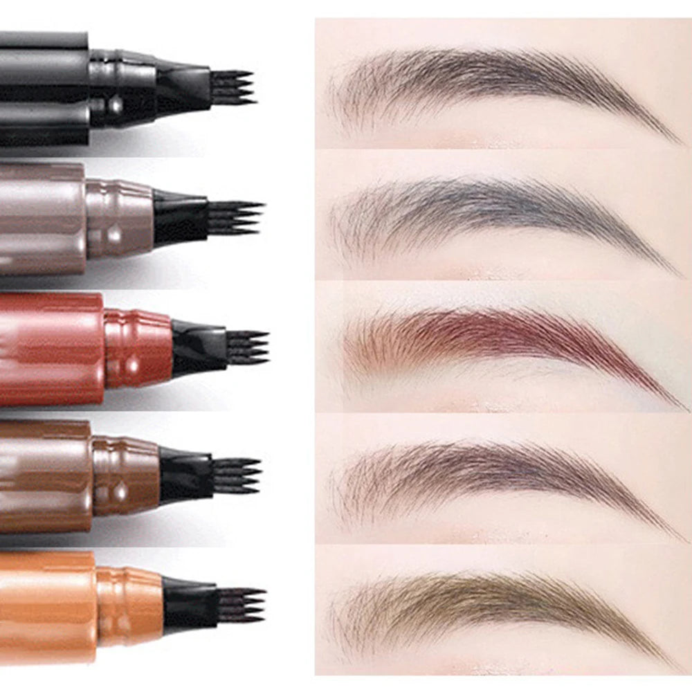 5 Colors 1pc Eyebrow Pen Waterproof 4 Split Tip Eyebrows Pen Eyebrow Tattoo Pen Waterproof Liquid Black Eyebrow Makeup Pencil