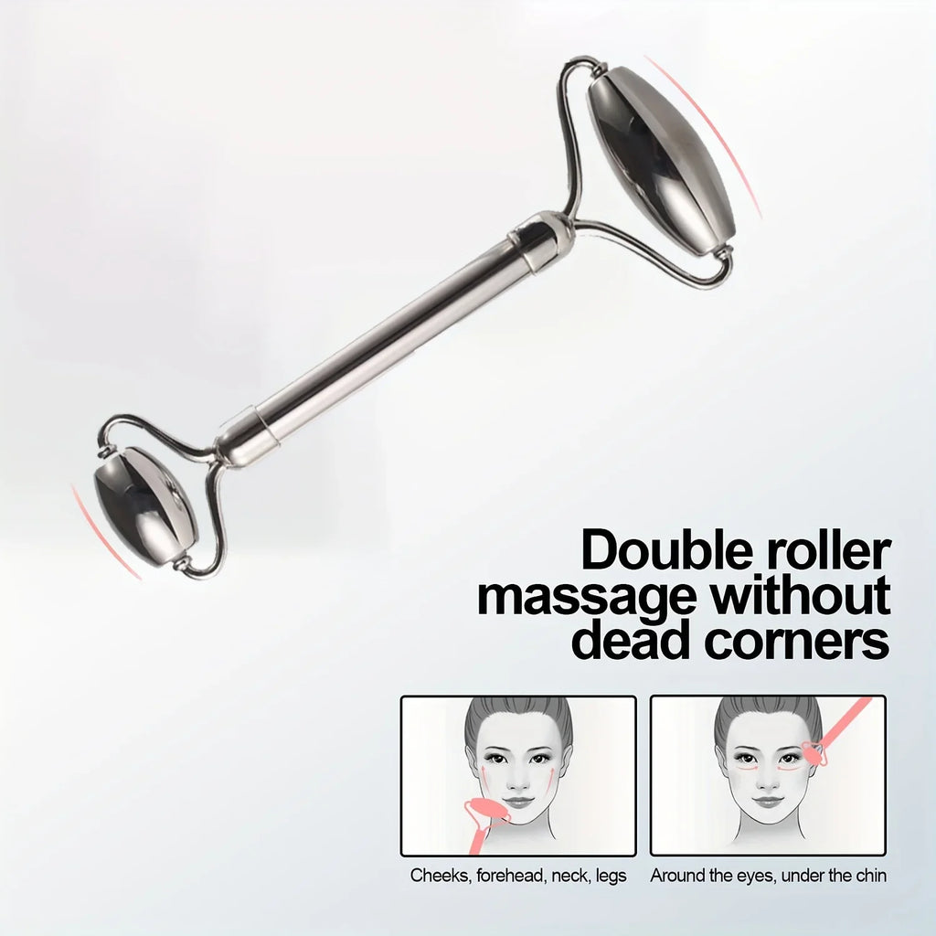 3in1 Stainless Steel Ice Face Roller & Gua Sha Facial Skincare Tool Kit Face Lifting Facial Treatment Reduce Acne Skin Care Tool