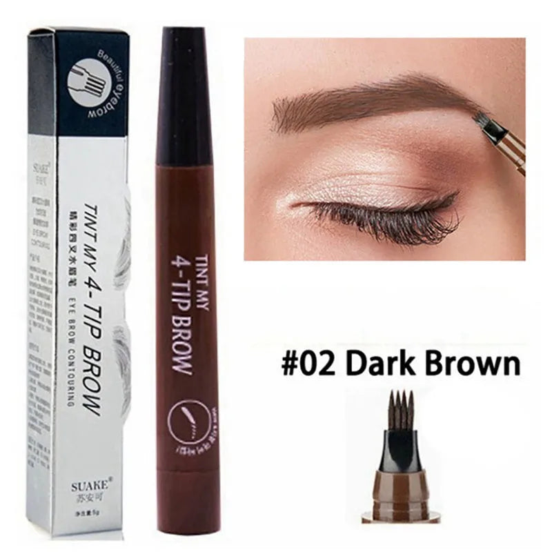 Four-pronged eyebrow pencil, four-end, long-lasting, non-smudged, water-resistant, anti-smudged eyebrow pencil