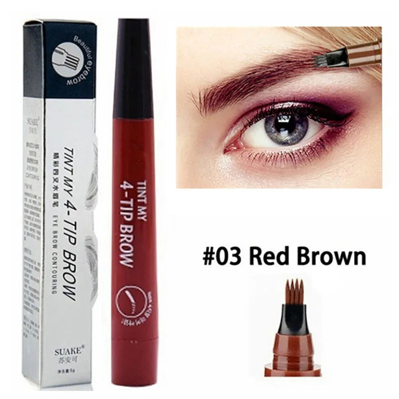 Four-pronged eyebrow pencil, four-end, long-lasting, non-smudged, water-resistant, anti-smudged eyebrow pencil