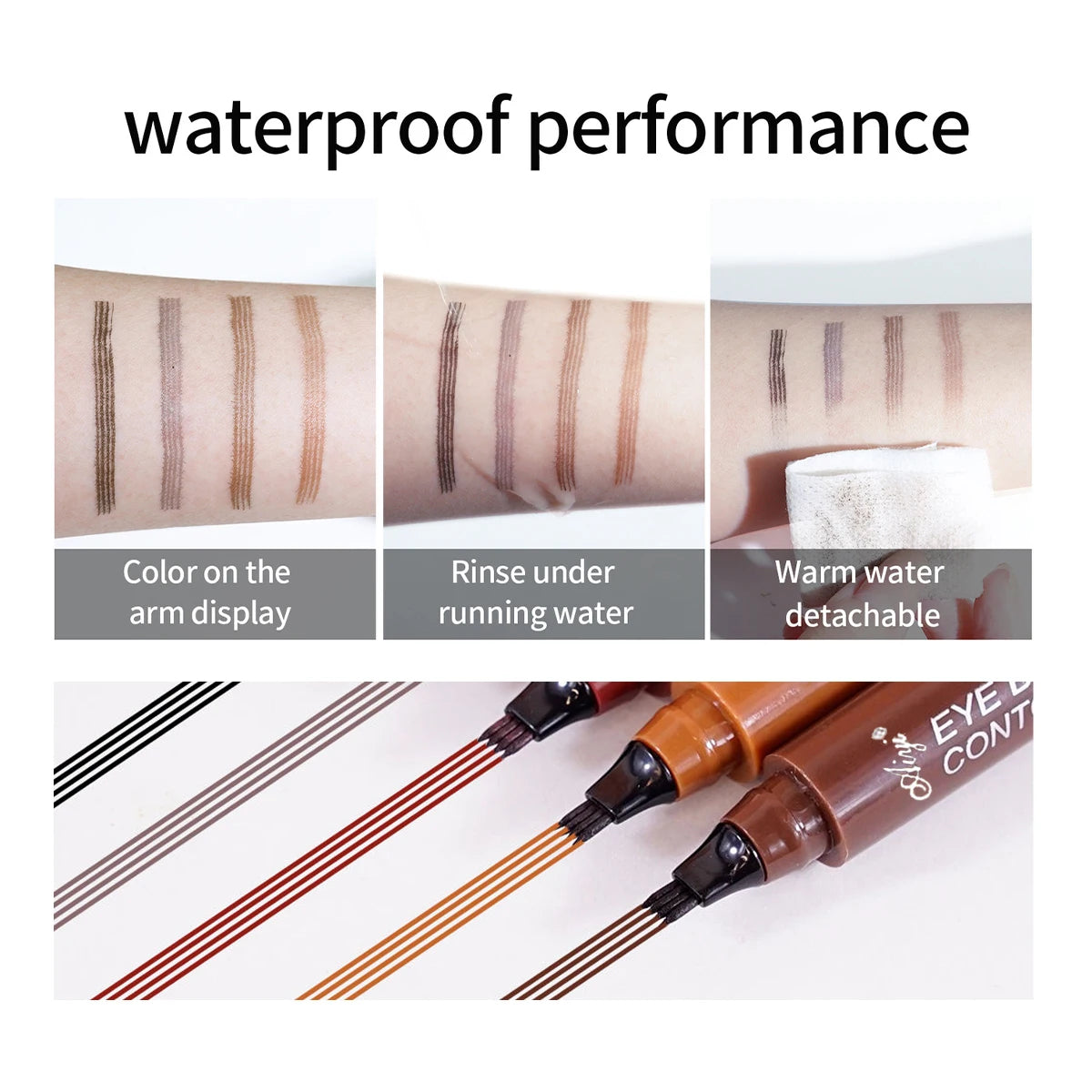 5 Colors 1pc Eyebrow Pen Waterproof 4 Split Tip Eyebrows Pen Eyebrow Tattoo Pen Waterproof Liquid Black Eyebrow Makeup Pencil