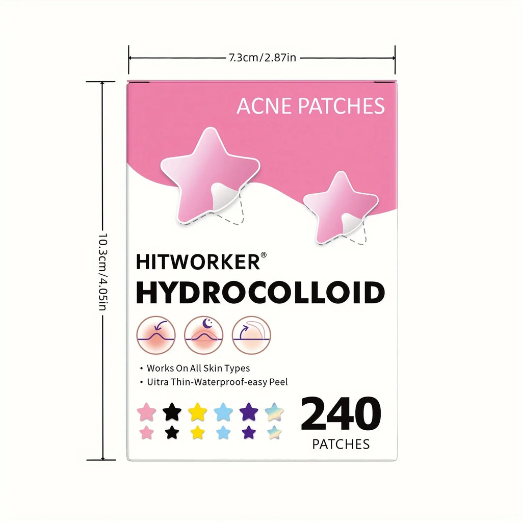 240-Pack Trendy Star Acne Patches | Multi-Color Sparkle, Your On-the-Go Skin Care Party