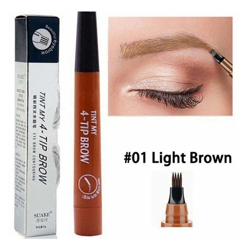 Four-pronged eyebrow pencil, four-end, long-lasting, non-smudged, water-resistant, anti-smudged eyebrow pencil