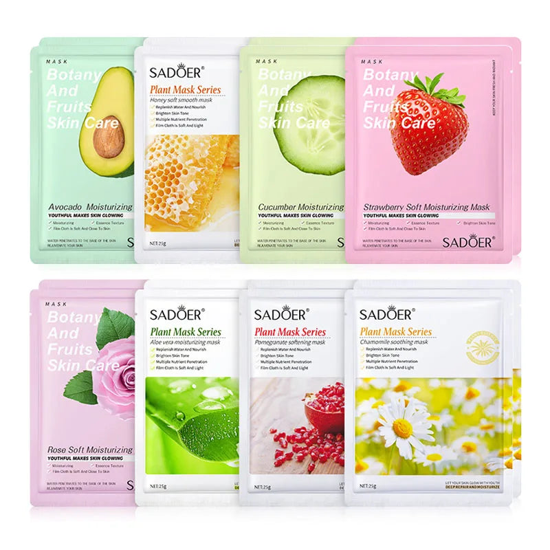 8pcs Natural Plant Face Mask Beauty Skincare Facial Masks Moisturizing Firming Hydrating Facial Mask Face Care Korean Cosmetics