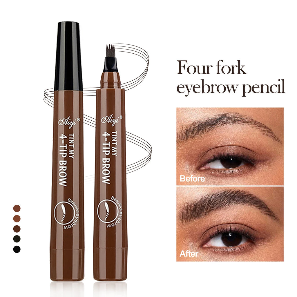 5 Colors 1pc Eyebrow Pen Waterproof 4 Split Tip Eyebrows Pen Eyebrow Tattoo Pen Waterproof Liquid Black Eyebrow Makeup Pencil