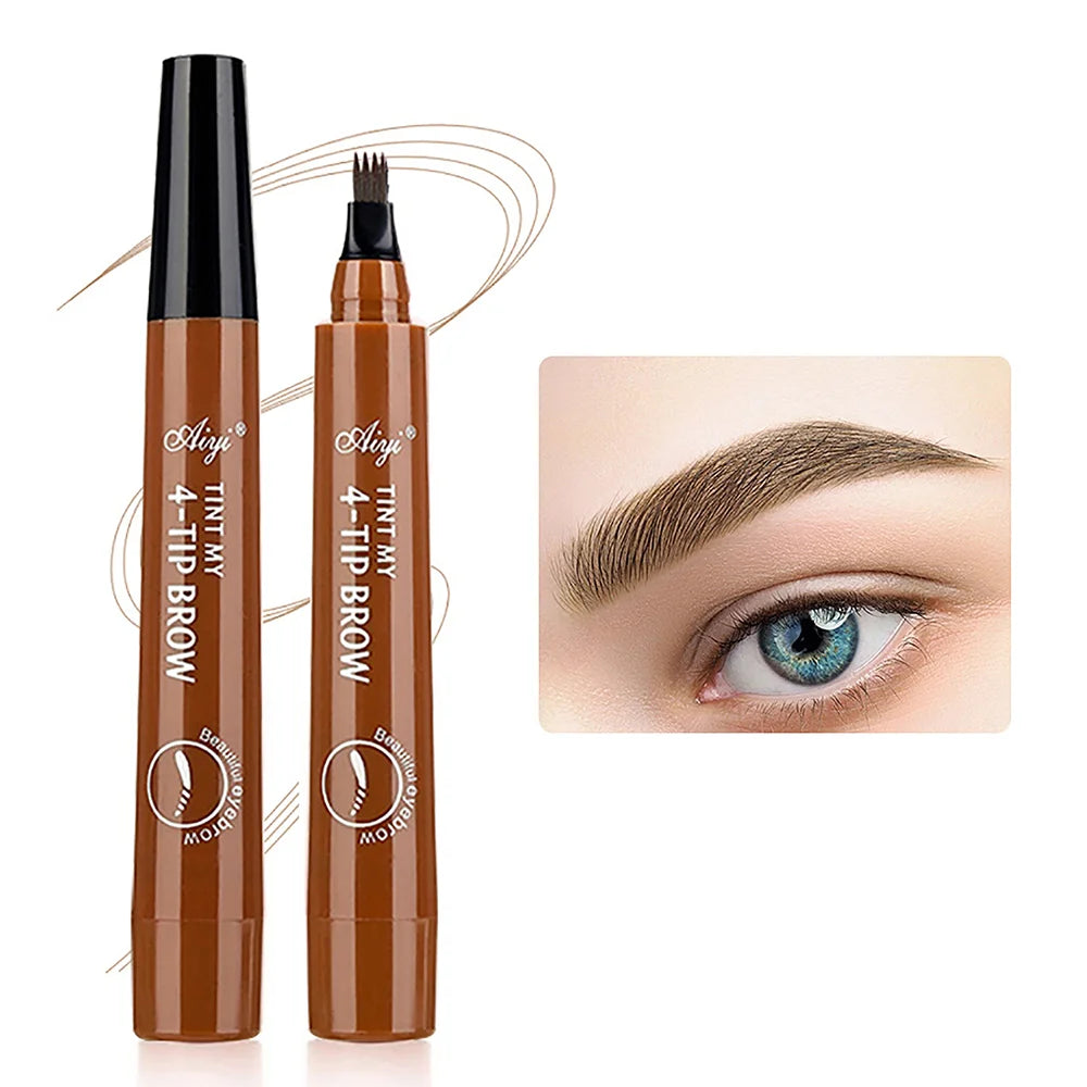 5 Colors 1pc Eyebrow Pen Waterproof 4 Split Tip Eyebrows Pen Eyebrow Tattoo Pen Waterproof Liquid Black Eyebrow Makeup Pencil