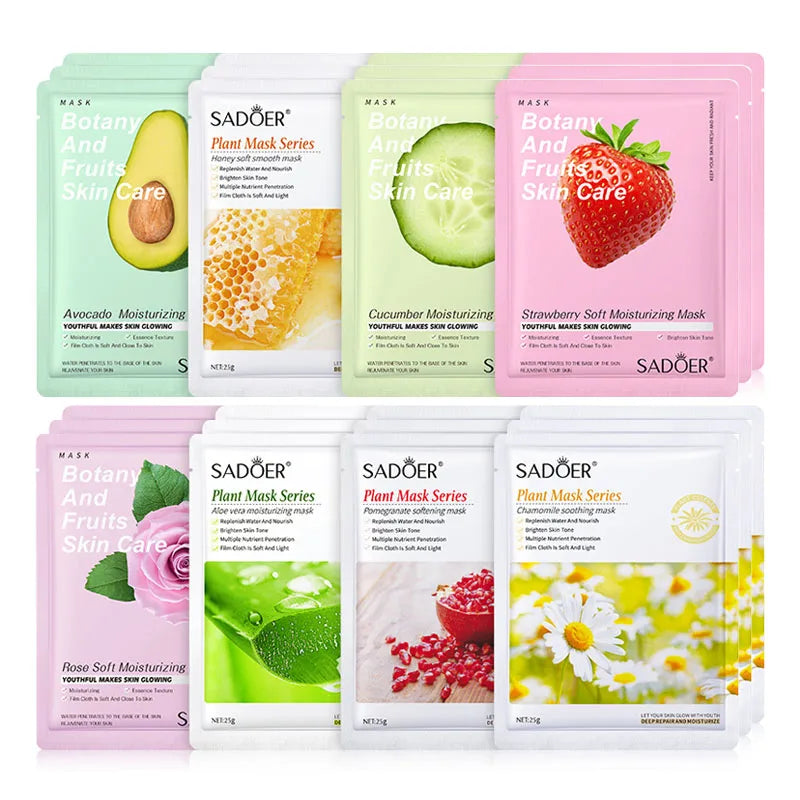 8pcs Natural Plant Face Mask Beauty Skincare Facial Masks Moisturizing Firming Hydrating Facial Mask Face Care Korean Cosmetics